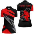 Polo Pétanque Personnalisé - Noir & Rouge Prénom - Polo Zippé Femme