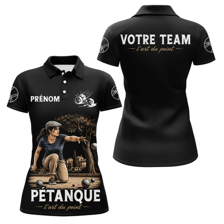 Polo Pétanque Personnalisé - Prénom & Équipe Vintage - Polo Femme