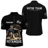 Polo Pétanque Personnalisé - Prénom & Équipe Vintage - Polo Zippé Homme