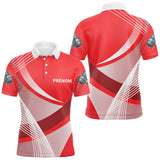 Polo Pétanque Personnalisé - Rouge Boules Prénom Rayé - Polo Homme
