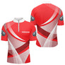 Polo Pétanque Personnalisé - Rouge Boules Prénom Rayé - Polo Zippé Homme