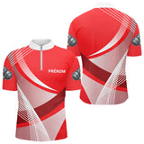 Polo Pétanque Personnalisé - Rouge Boules Prénom Rayé - Polo Zippé Homme