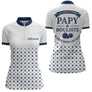 Polo Pétanque Personnalisé - Style Papy Bouliste Blanc et Bleu - Polo Zippé Femme