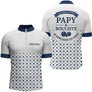 Polo Pétanque Personnalisé - Style Papy Bouliste Blanc et Bleu - Polo Zippé Homme