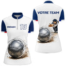 Polo Pétanque Personnalisé - Tricolore & Esprit Équipe - Polo Zippé Femme