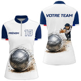Polo Pétanque Personnalisé - Tricolore & Esprit Équipe - Polo Zippé Femme