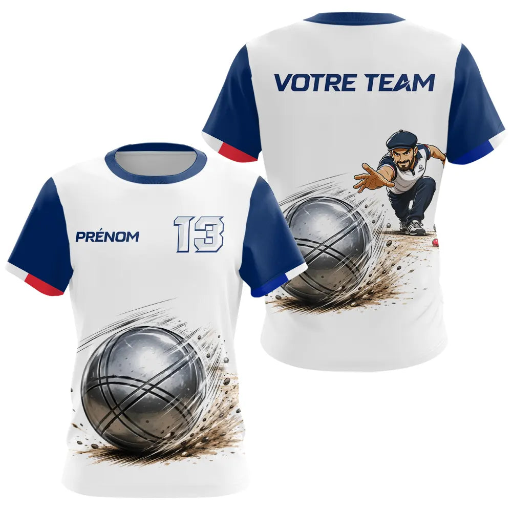 Polo Pétanque Personnalisé - Tricolore & Esprit Équipe - T-Shirt Femme
