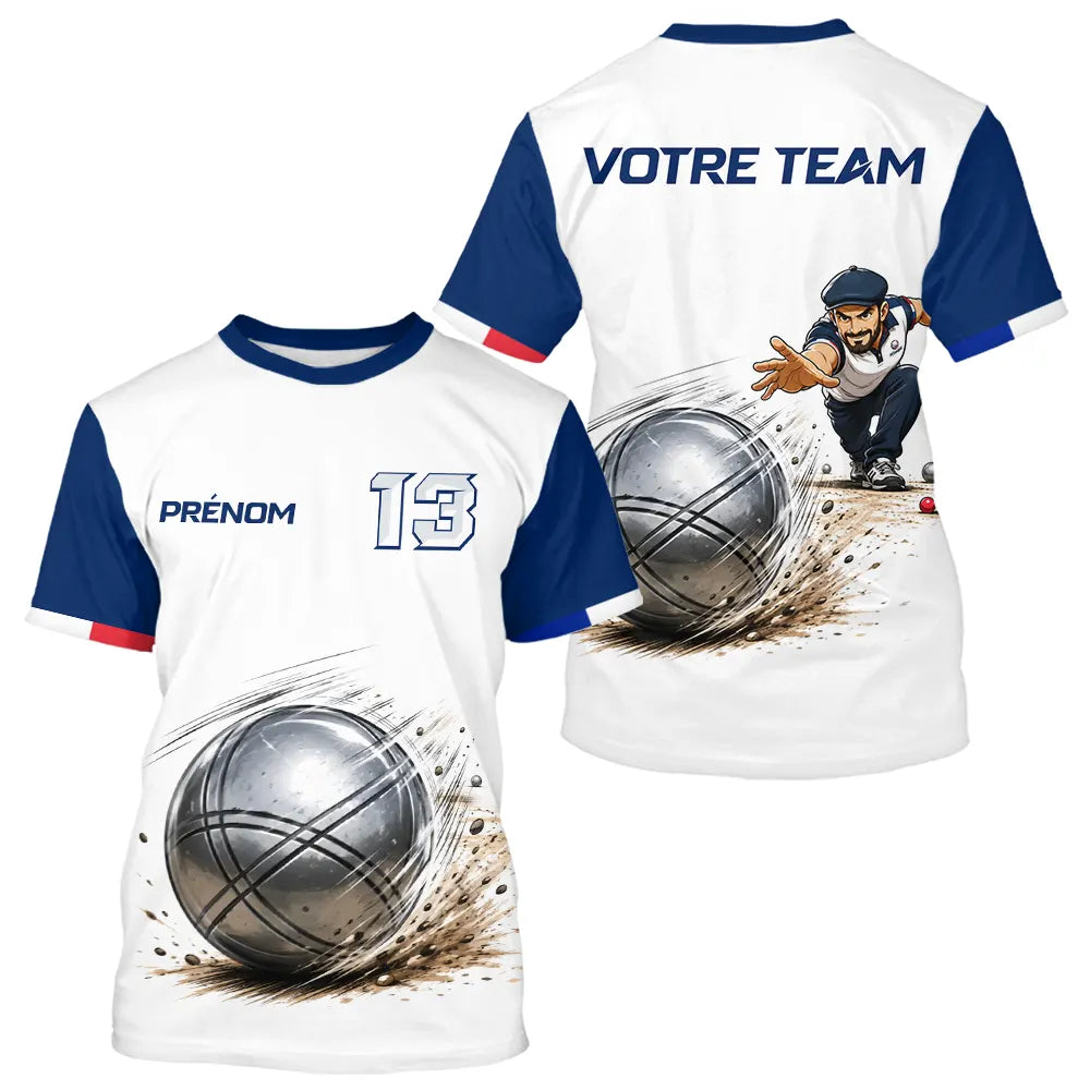 Polo Pétanque Personnalisé - Tricolore & Esprit Équipe - T-Shirt Homme