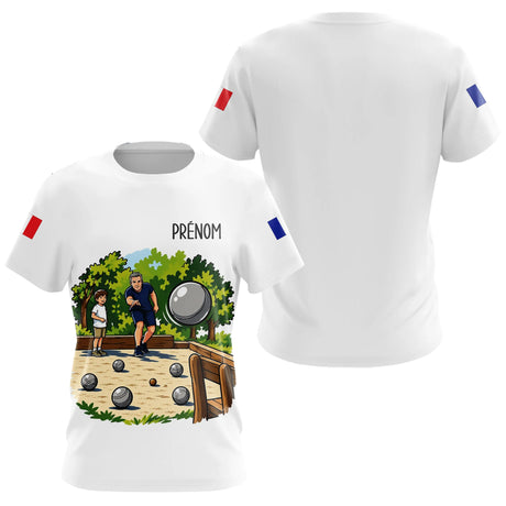 Polo Pétanque Personnalisé Blanc - Cadeau Boulodrome Famille - T-Shirt Femme