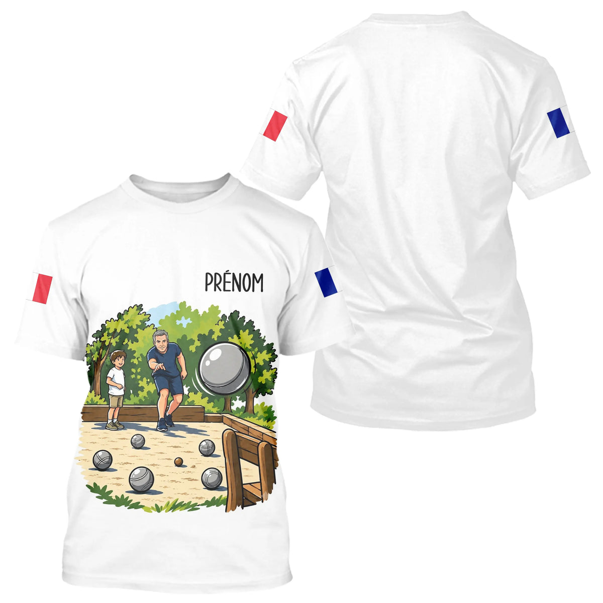 Polo Pétanque Personnalisé Blanc - Cadeau Boulodrome Famille - T-Shirt Homme