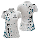 Polo Pétanque Personnalisé Blanc et Bleu - Teal Motifs - Polo Femme