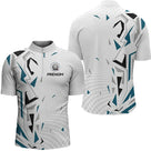 Polo Pétanque Personnalisé Blanc et Bleu - Teal Motifs - Polo Zippé Homme