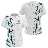 Polo Pétanque Personnalisé Blanc et Bleu - Teal Motifs - T-Shirt Femme