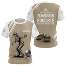 Polo Pétanque Personnalisé Blanc et Sable - Cadeau Bouliste - T-Shirt Femme