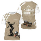 Polo Pétanque Personnalisé Blanc et Sable - Cadeau Bouliste - T-Shirt Homme