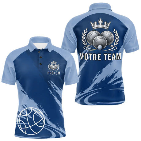 Polo Pétanque Personnalisé Bleu - Idée Cadeau Boulistes - Polo Homme