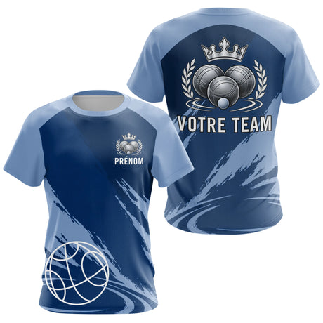 Polo Pétanque Personnalisé Bleu - Idée Cadeau Boulistes - T-Shirt Femme