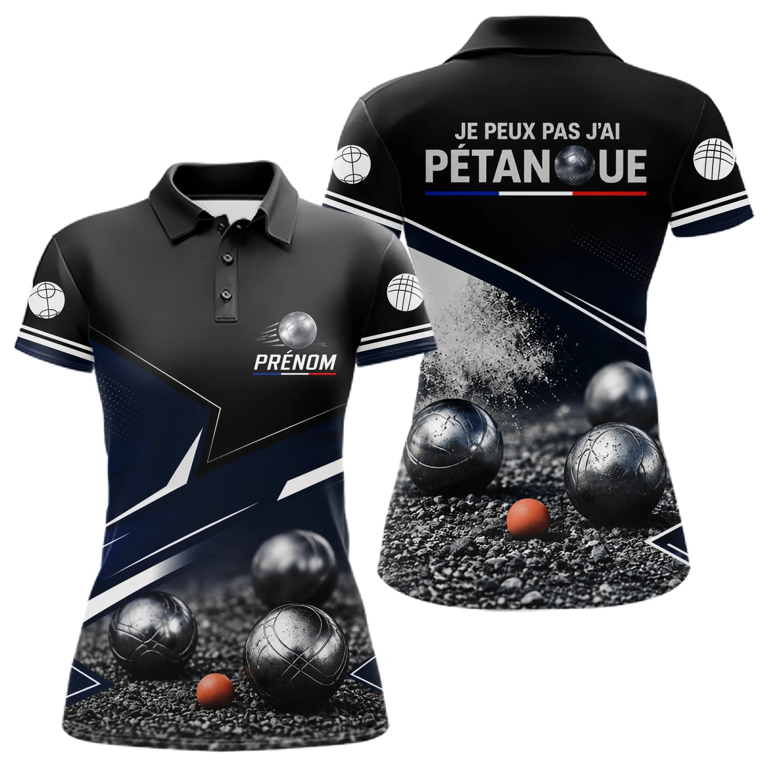 Polo Pétanque Personnalisé Bleu - J'peux Pas J'ai - Polo Femme