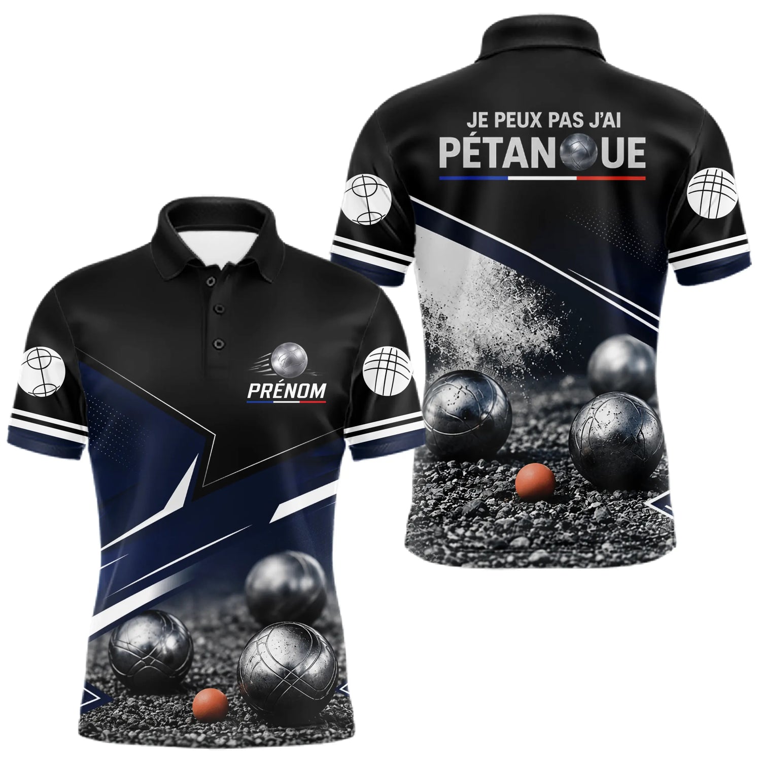 Polo Pétanque Personnalisé Bleu - J'peux Pas J'ai - Polo Homme