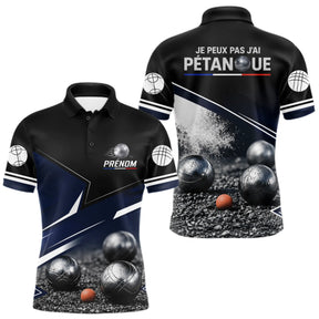 Polo Pétanque Personnalisé Bleu - J'peux Pas J'ai - Polo Homme