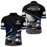 Polo Pétanque Personnalisé Bleu - J'peux Pas J'ai - Polo Zippé Homme
