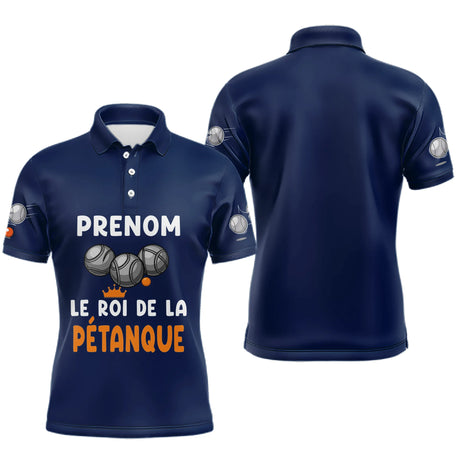 Polo Pétanque Personnalisé Bleu - Le Roi De La Bouliste - Polo Homme