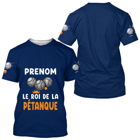 Polo Pétanque Personnalisé Bleu - Le Roi De La Bouliste - T-Shirt Homme