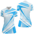 Polo Pétanque Personnalisé Bleu & Blanc - Design Technique - Polo Zippé Femme