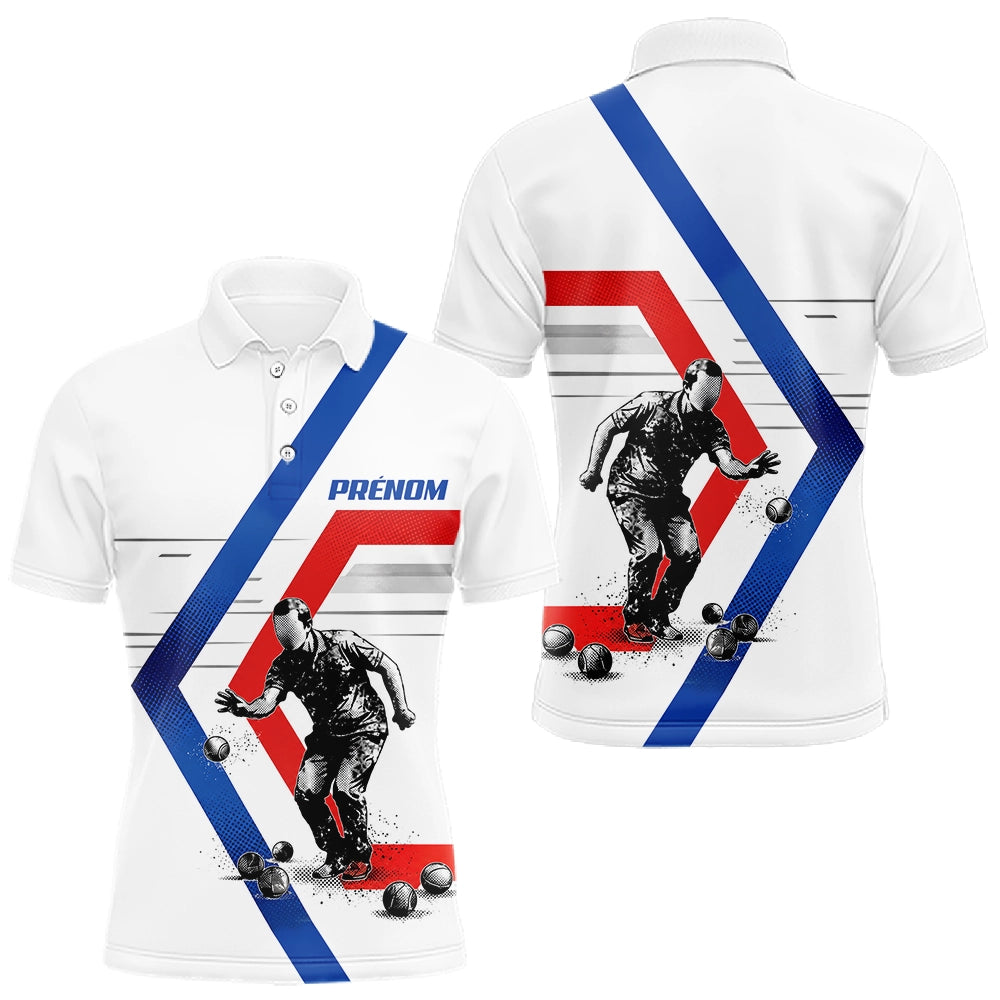 Polo Pétanque Personnalisé Bleu Blanc Rouge - Homme Femme Prénom - Polo Homme