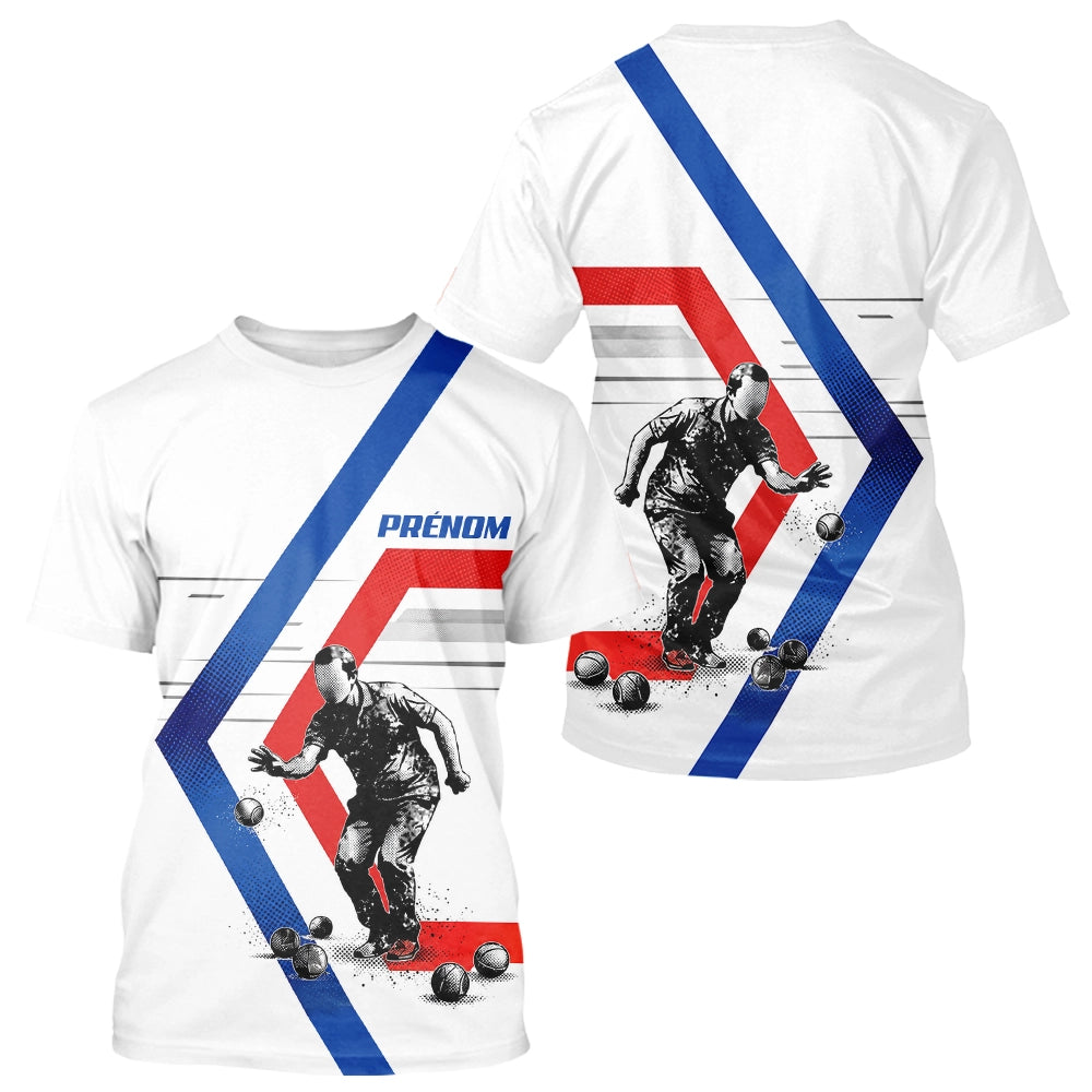 Polo Pétanque Personnalisé Bleu Blanc Rouge - Homme Femme Prénom - T-Shirt Homme