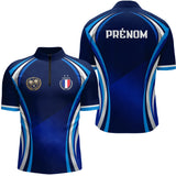 Polo Pétanque Personnalisé Bleu France - Cadeau Bouliste Homme Femme - Polo Zippé Homme