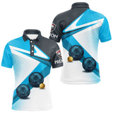 Polo Pétanque Personnalisé Bleu & Gris - Design Boules - Polo Homme