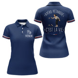 Polo Pétanque Personnalisé Bleu Marine - Cadeau Homme Femme - Polo Femme