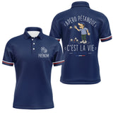 Polo Pétanque Personnalisé Bleu Marine - Cadeau Homme Femme - Polo Homme
