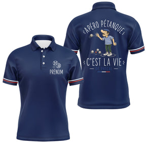 Polo Pétanque Personnalisé Bleu Marine - Cadeau Homme Femme - Polo Homme