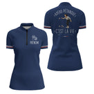 Polo Pétanque Personnalisé Bleu Marine - Cadeau Homme Femme - Polo Zippé Femme