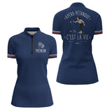 Polo Pétanque Personnalisé Bleu Marine - Cadeau Homme Femme - Polo Zippé Femme