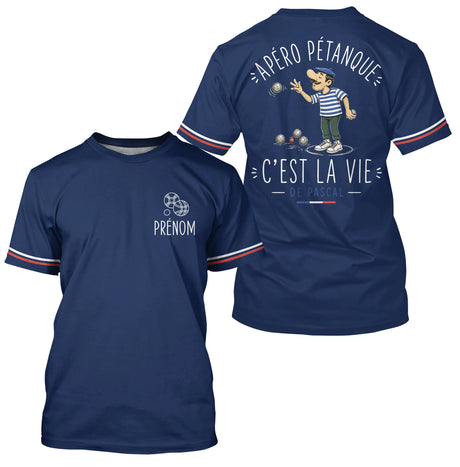 Polo Pétanque Personnalisé Bleu Marine - Cadeau Homme Femme - T-Shirt Homme