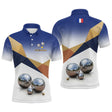 Polo Pétanque Personnalisé Bleu & Or - Boules Drapeau Français - Polo Homme