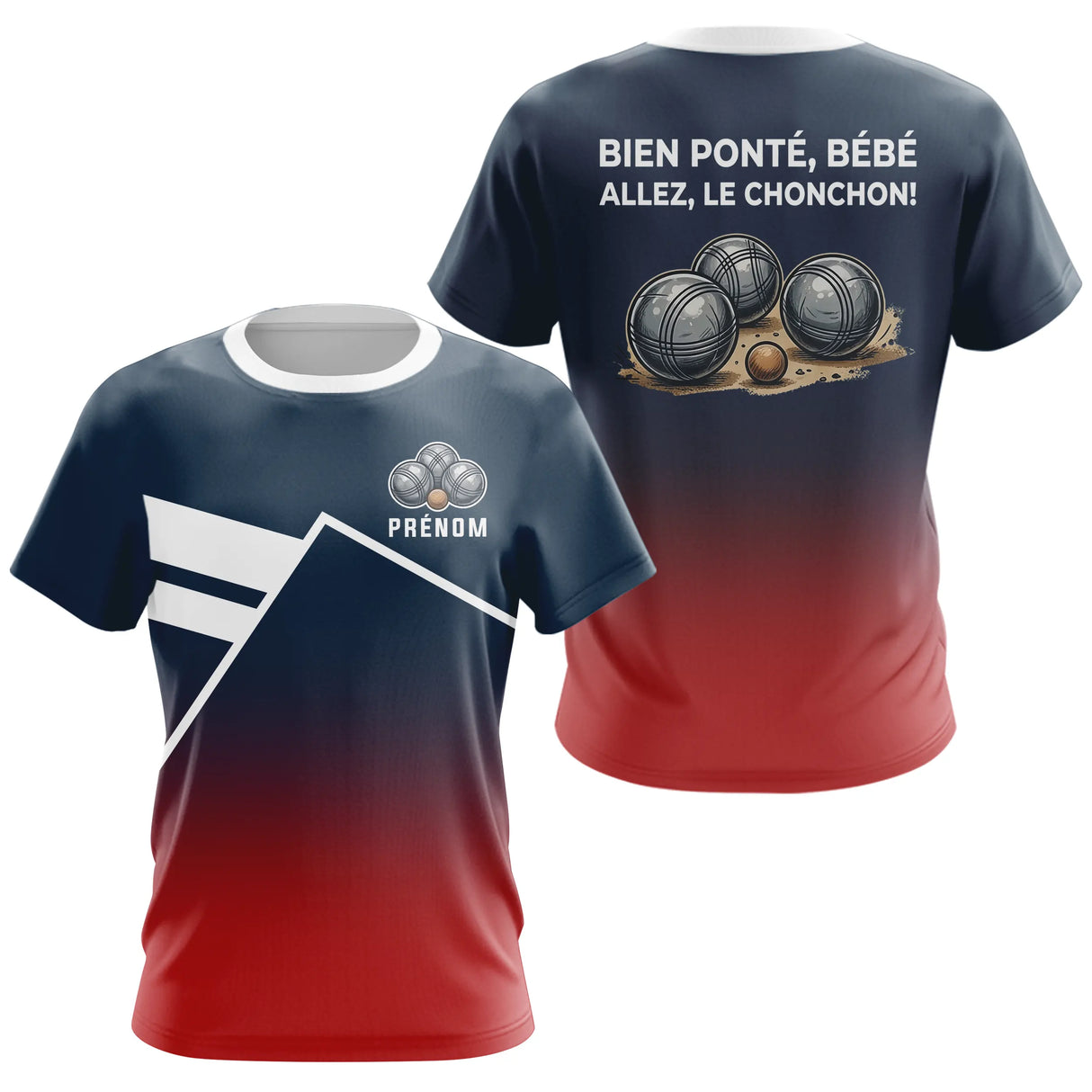 Polo Pétanque Personnalisé Bleu Rouge - Boulodrome Humour - T-Shirt Femme