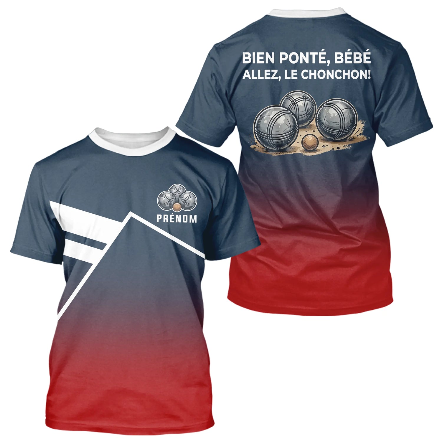 Polo Pétanque Personnalisé Bleu Rouge - Boulodrome Humour - T-Shirt Homme