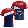 Polo Pétanque Personnalisé Bleu Rouge - Homme Femme Passion Boules - T-Shirt Femme