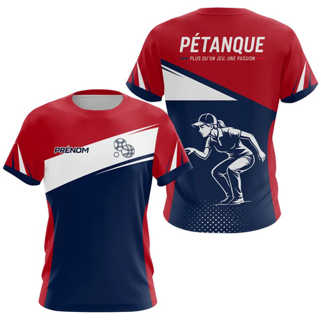 Polo Pétanque Personnalisé Bleu Rouge - Homme Femme Passion Boules - T-Shirt Femme