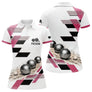 Polo Pétanque Personnalisé Bleu et Rose - Design Graphique - Polo Femme