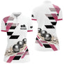 Polo Pétanque Personnalisé Bleu et Rose - Design Graphique - Polo Zippé Femme