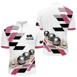 Polo Pétanque Personnalisé Bleu et Rose - Design Graphique - Polo Zippé Homme