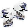 Polo Pétanque Personnalisé Bleu et Violet - Design Graphique - Polo Zippé Homme
