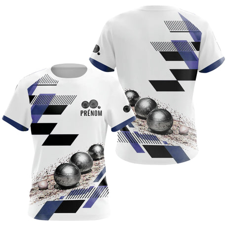 Polo Pétanque Personnalisé Bleu et Violet - Design Graphique - T-Shirt Femme