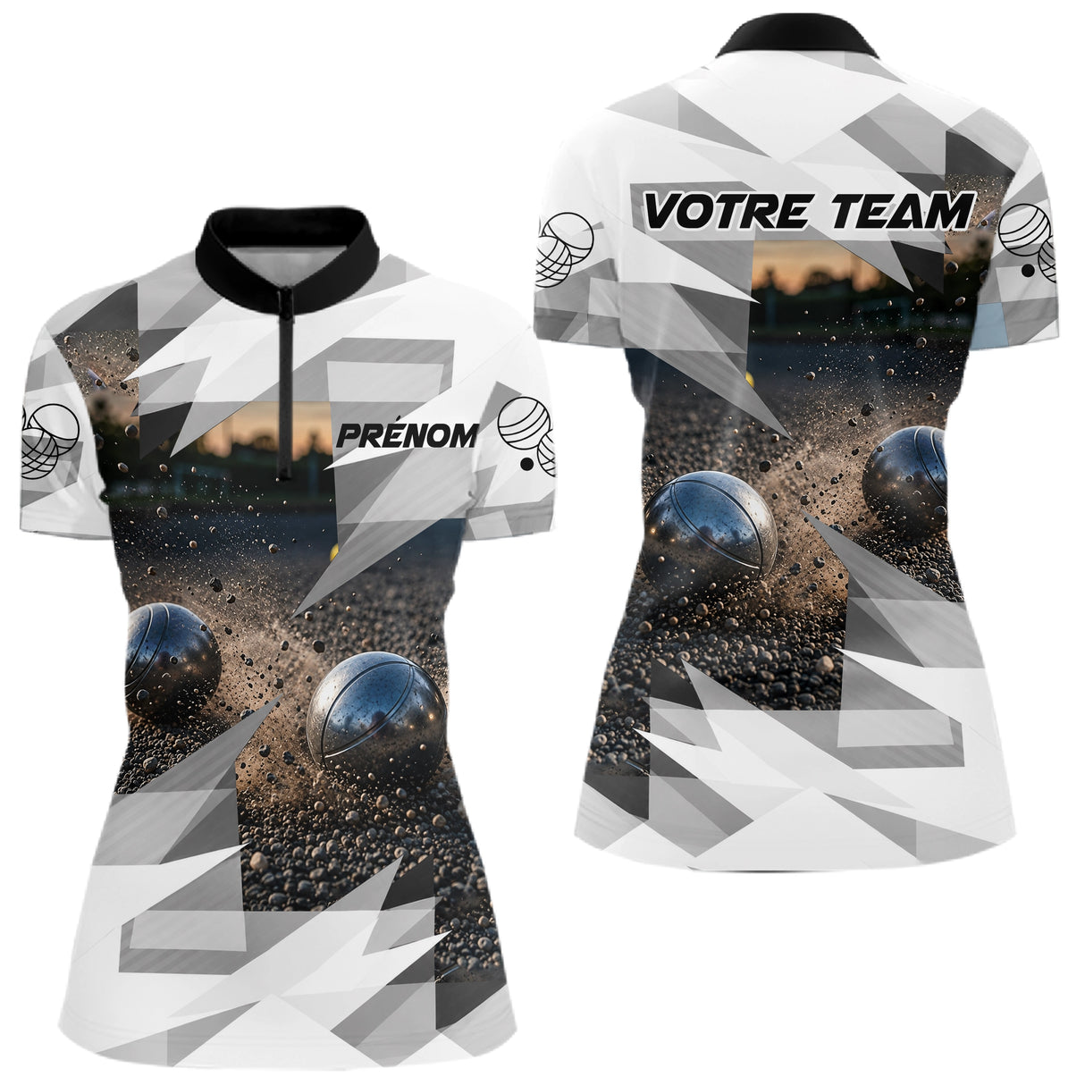 Polo Pétanque Personnalisé – Dynamique Performance Terrain - Polo Zippé Femme