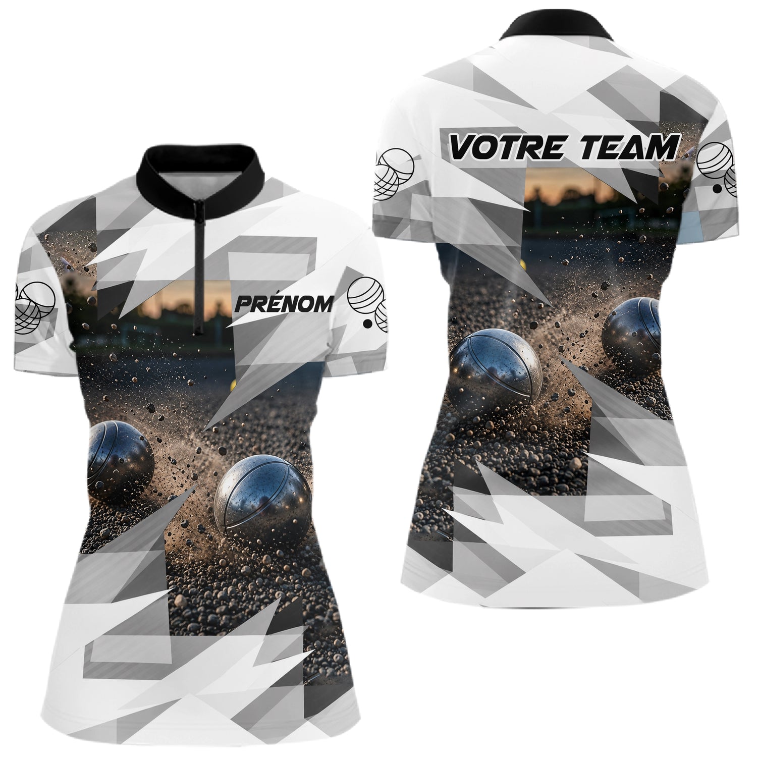 Polo Pétanque Personnalisé – Dynamique Performance Terrain - Polo Zippé Femme